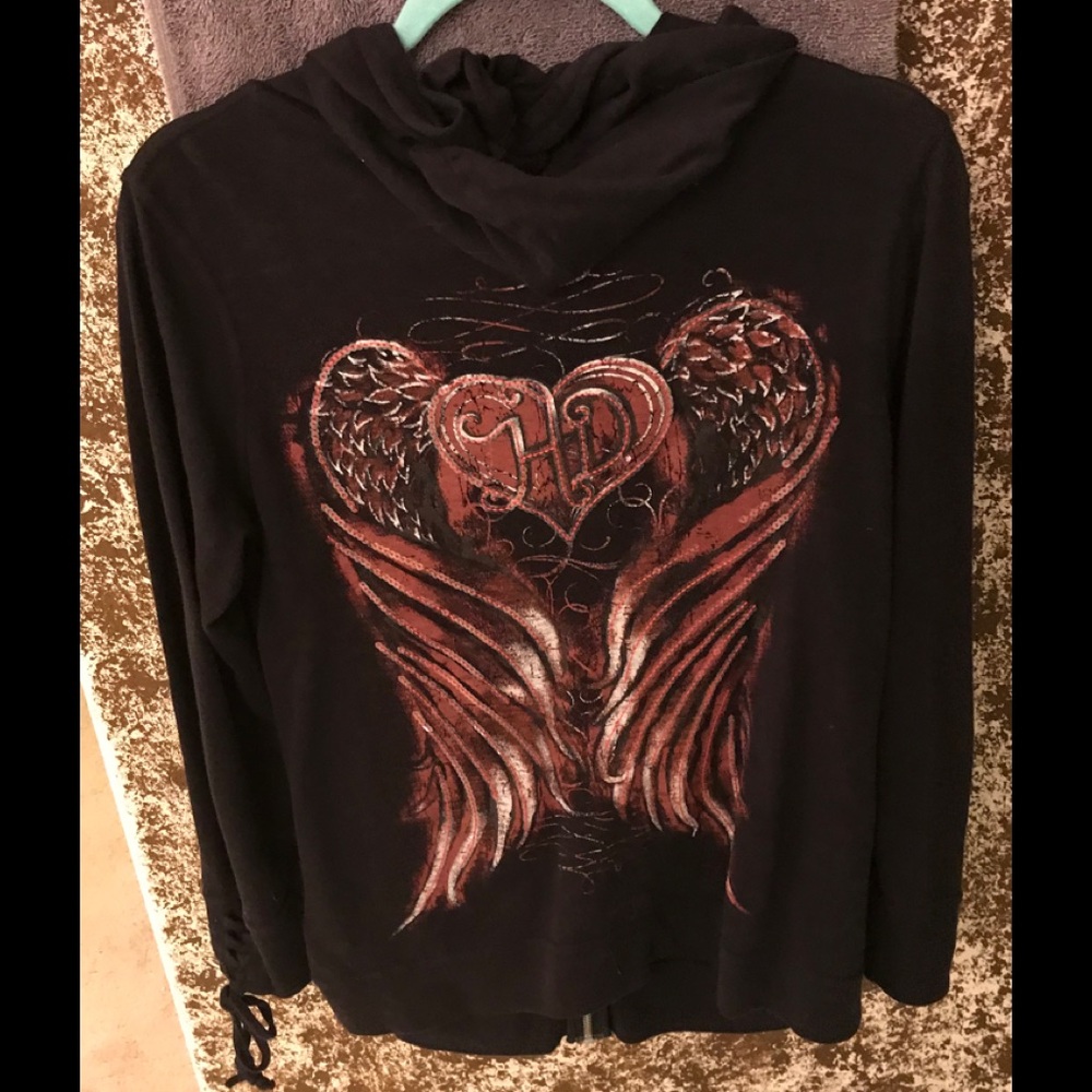 Harley Davidson zip up Sweater Large